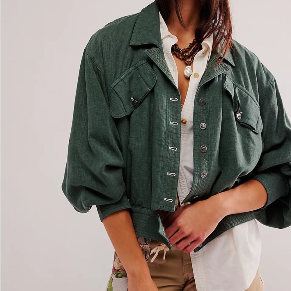 Free People Forest Green Billy Saddle Jacket